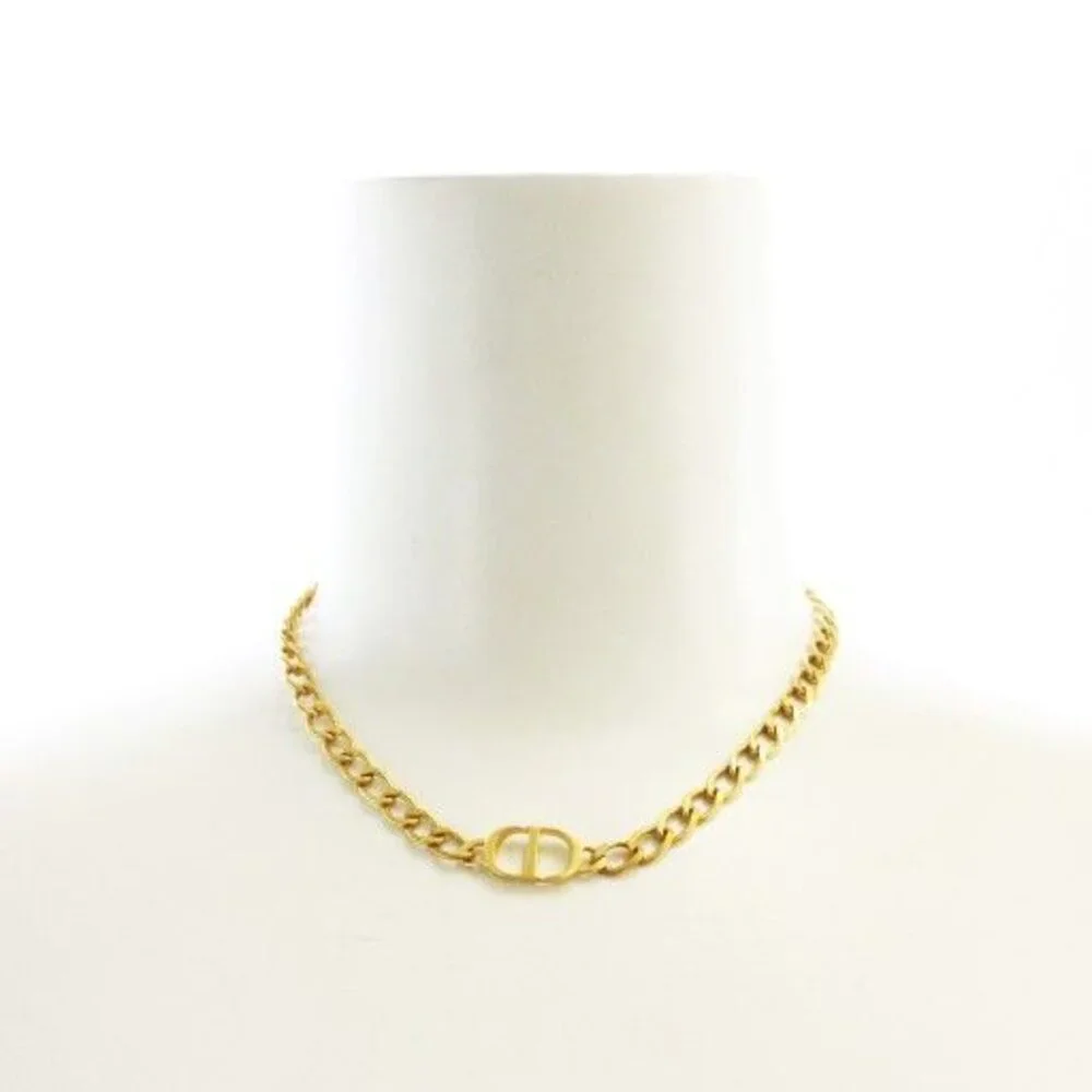 Christian Dior CD Logo Necklace Accessories Pendant GP Gold Color Gold GY18 - Picture 7 of 8